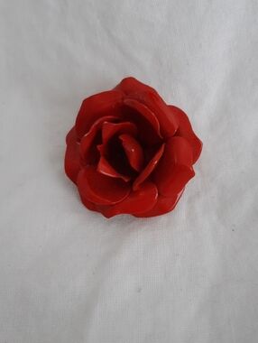Elegant Red Rose Flower Brooch for Women